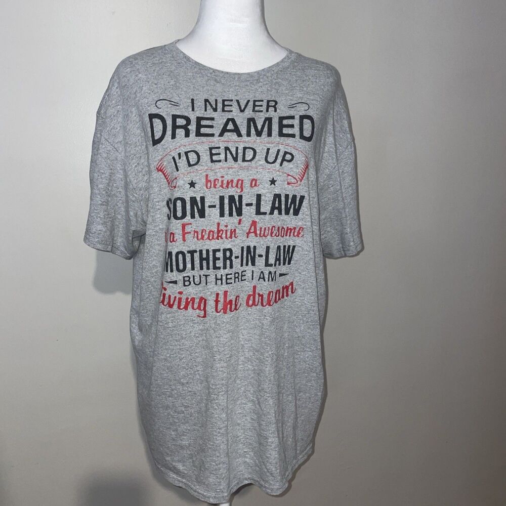 Delta Pro Weight Graphic Tee Large Gray Son-In-Law Mother-In-Law Humor Shirt